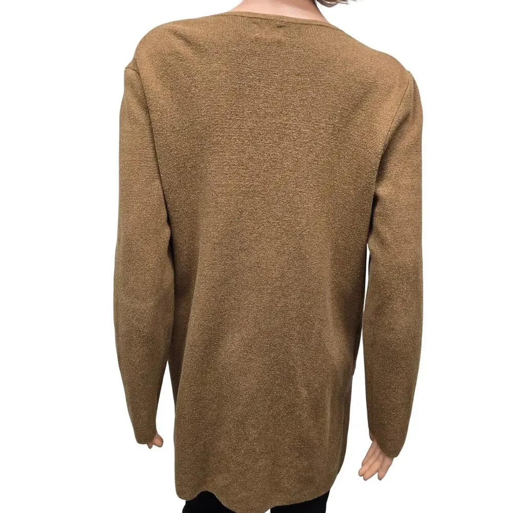 J. Crew Vanessa Cardigan Sweater Jacket Open Front Longline S Cotton Camel Tan